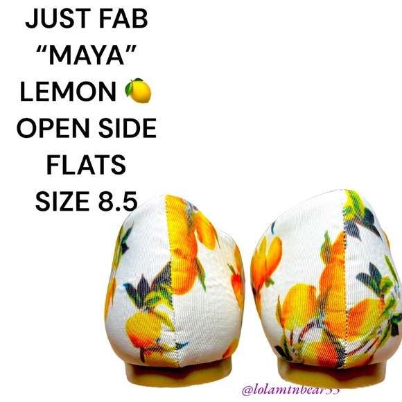 JUST FAB BRAND “MAYA” LEMON 🍋 FLATS, SIZE 8.5-OPEN SIDES, EXCELLENT CONDITION - Picture 4 of 16